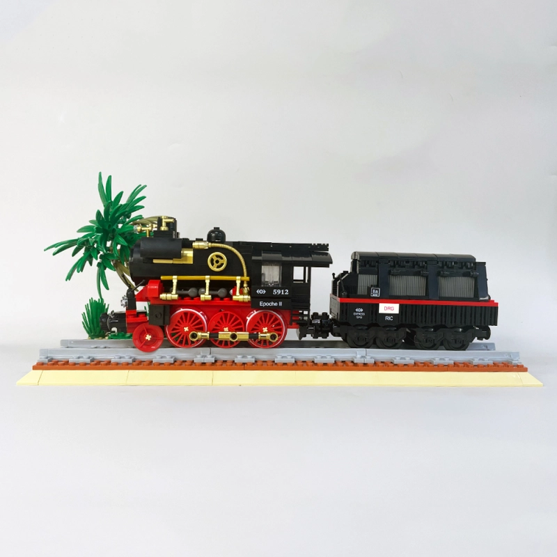 Jiestar Technic Steam Locomotive Train With Base 676Pcs Moc Model Modular Building Blocks Bricks Toys 59008