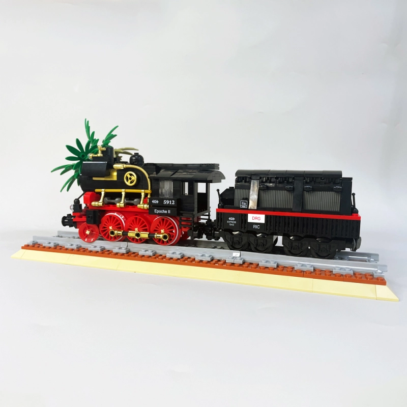 Jiestar Technic Steam Locomotive Train With Base 676Pcs Moc Model Modular Building Blocks Bricks Toys 59008