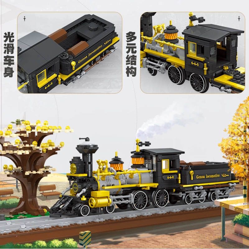 Jiestar Technic Genoa Locomotive Train 950Pcs Moc Model Modular Building Blocks Bricks Toys 59010