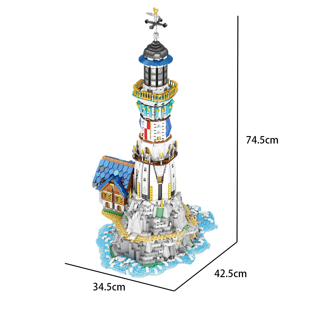 Reobrix Creator Expert Street View European Lighthouse 3228Pcs With Lights Moc Model Modular Building Blocks Bricks Toys 66028