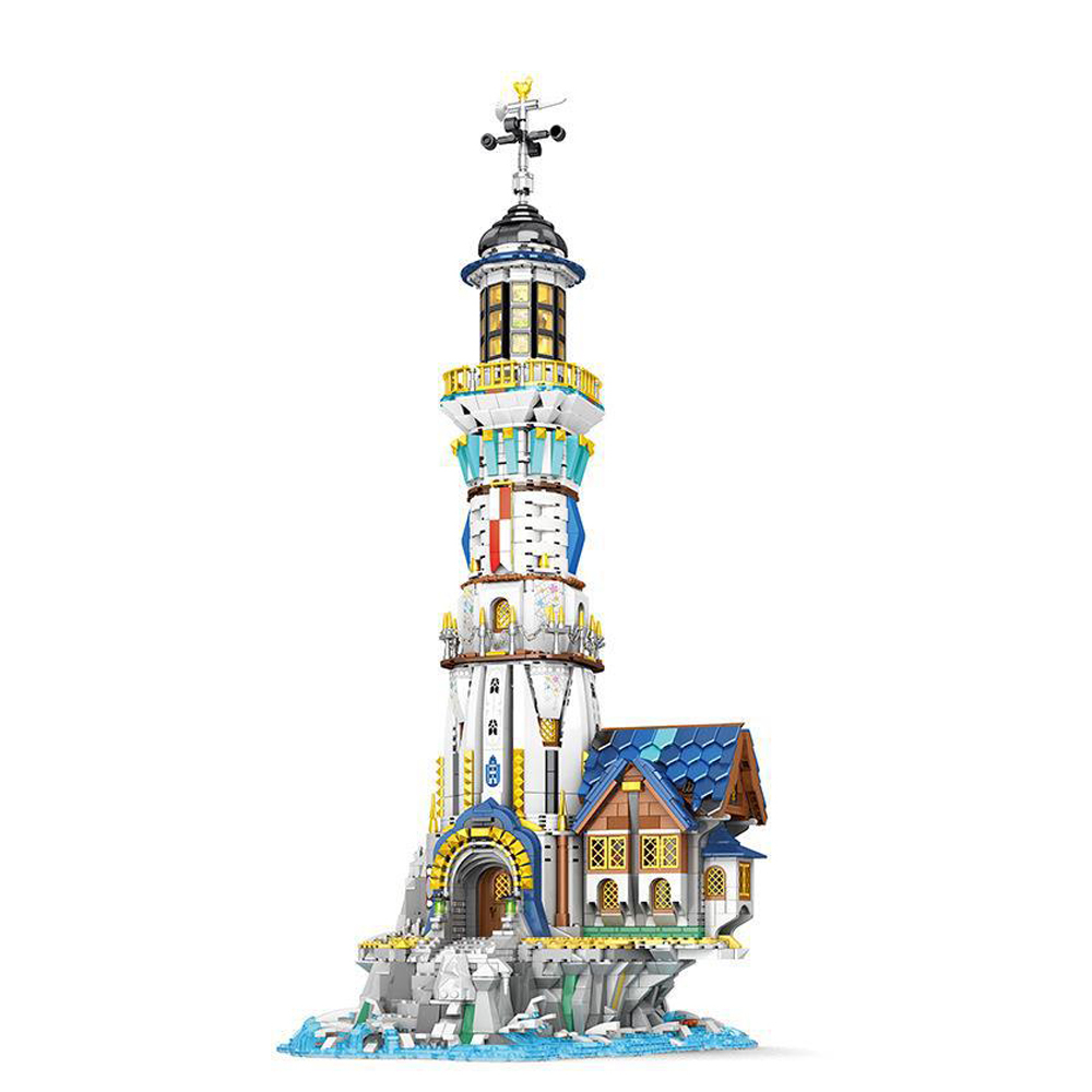 Reobrix Creator Expert Street View European Lighthouse 3228Pcs With Lights Moc Model Modular Building Blocks Bricks Toys 66028
