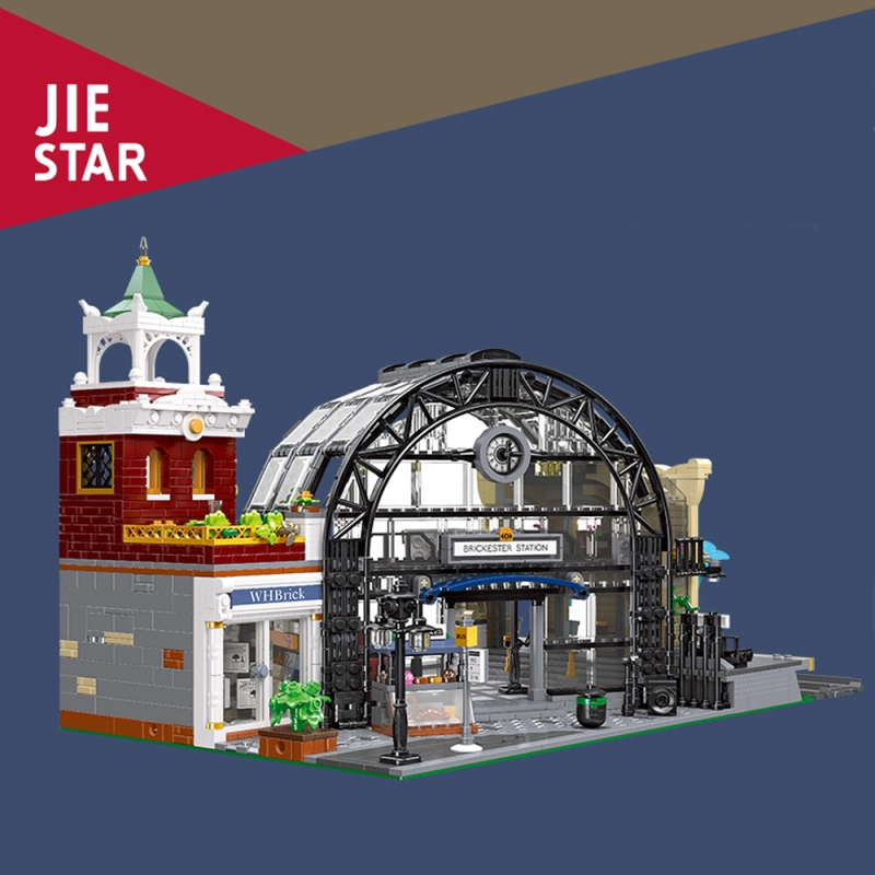 Jiestar Creator Expert Street View The Meeting Point of Train Station 2720Pcs Moc Model Modular Building Blocks Bricks Toys 89154