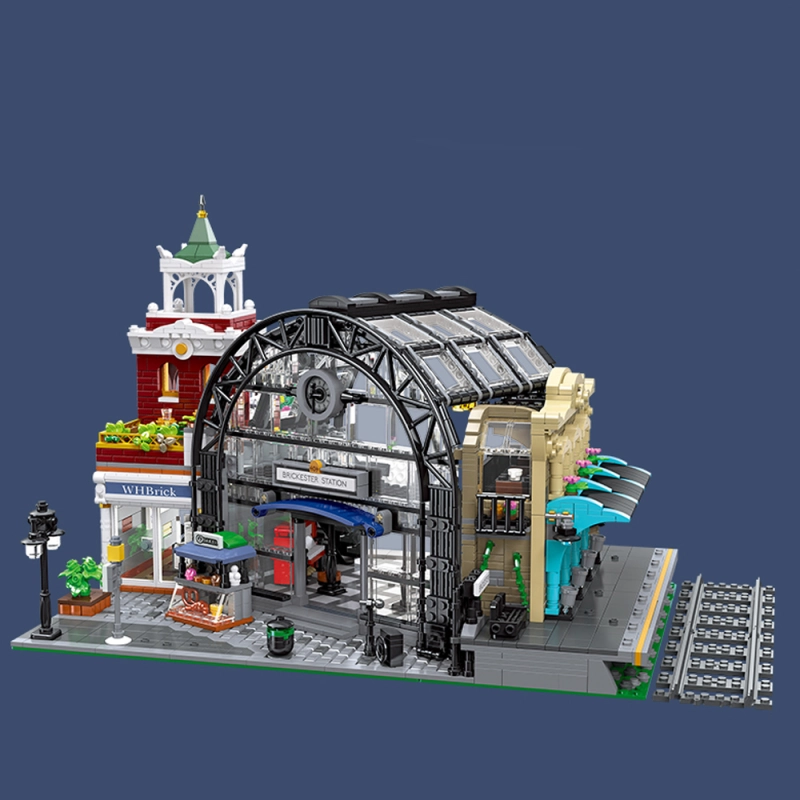 Jiestar Creator Expert Street View The Meeting Point of Train Station 2720Pcs Moc Model Modular Building Blocks Bricks Toys 89154
