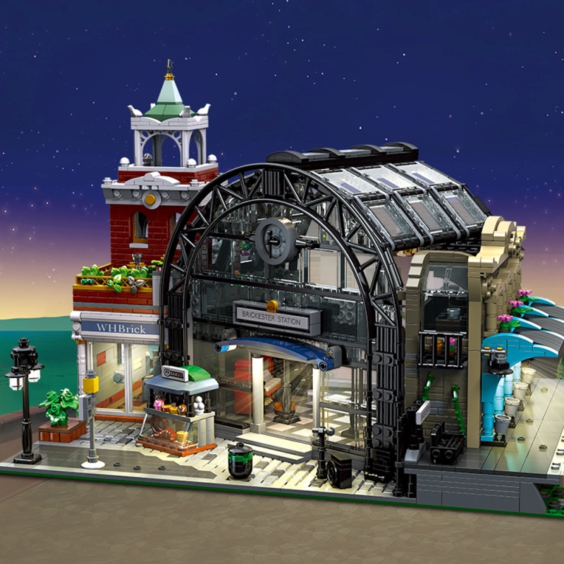 Jiestar Creator Expert Street View The Meeting Point of Train Station 2720Pcs Moc Model Modular Building Blocks Bricks Toys 89154