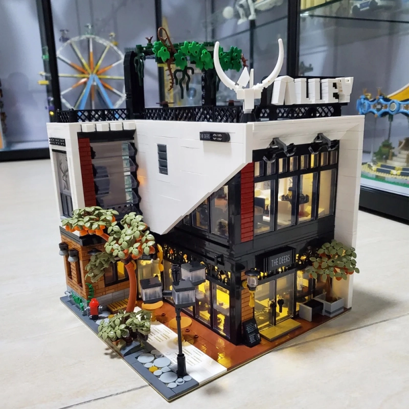 Morkmodel Creator Expert Street View Deer Alley Milktea Shop 3423Pcs Moc Model Modular Building Blocks Bricks Toys 10208 MOC-123898