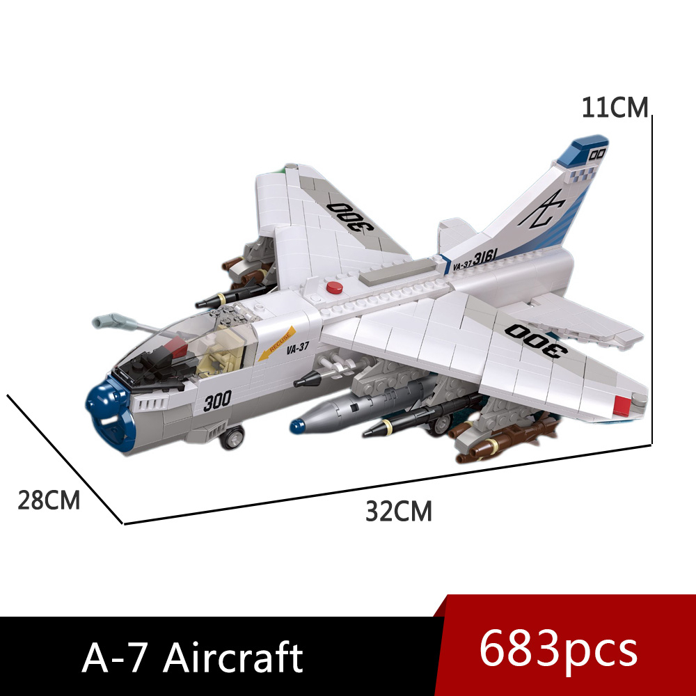 Jiestar Ideas Military A-7 Attack Aircraft 683Pcs Moc Model Modular Building Blocks Bricks Toys 61044