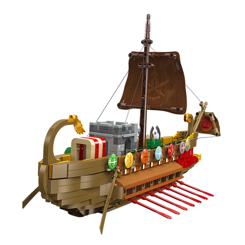 Jiestar Pirates Of The Caribbean Spartan Ship 1033Pcs Moc Model Modular Building Blocks Bricks Toys 58002
