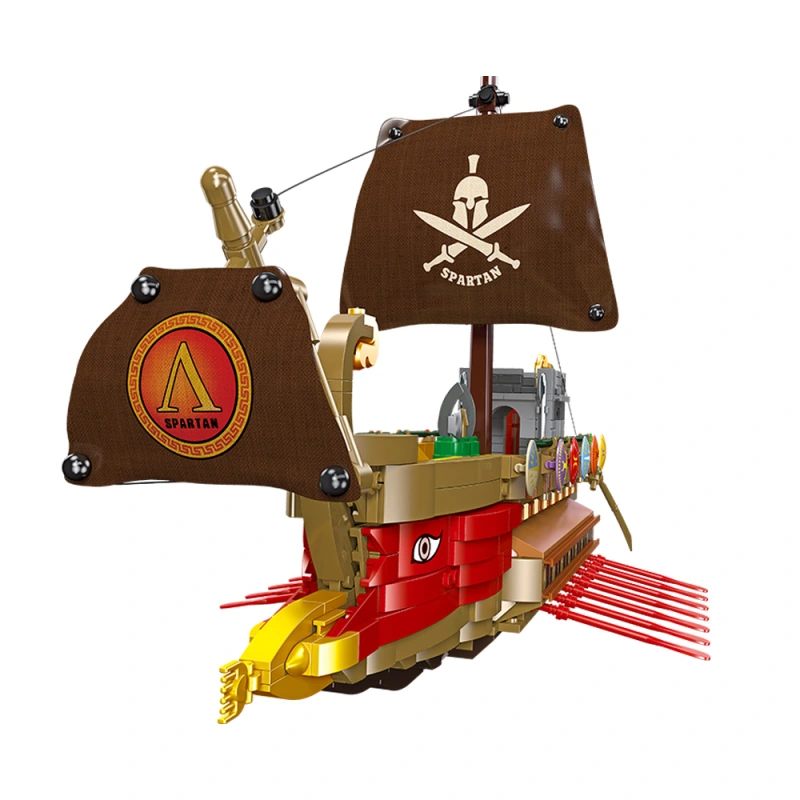 Jiestar Pirates Of The Caribbean Spartan Ship 1033Pcs Moc Model Modular Building Blocks Bricks Toys 58002