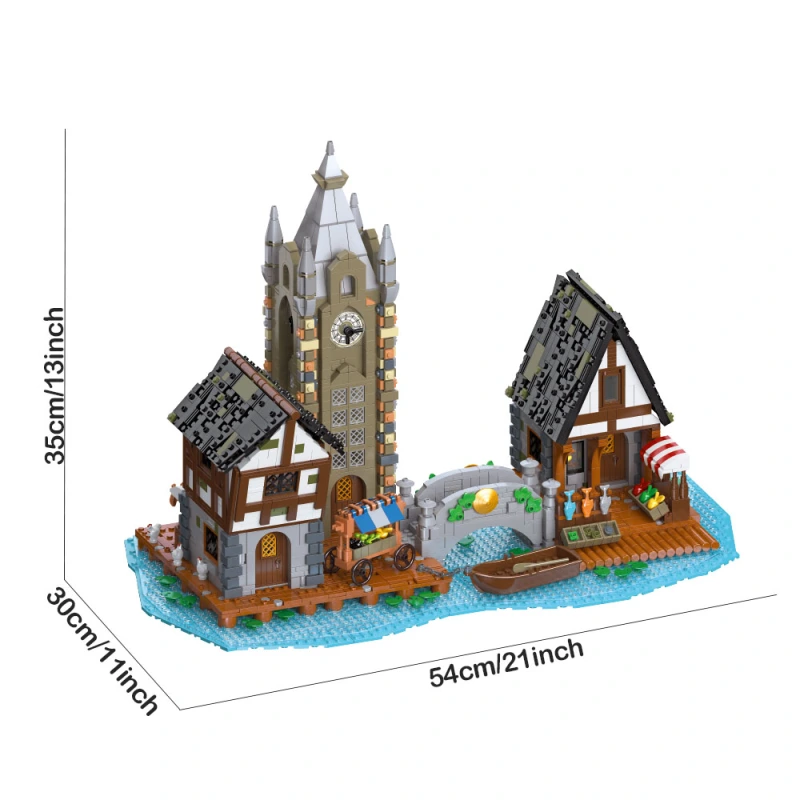 Jiestar Creator Expert Medieval Market 3335Pcs With Lights Moc Model Modualr Building Blocks Bricks Toys 89150