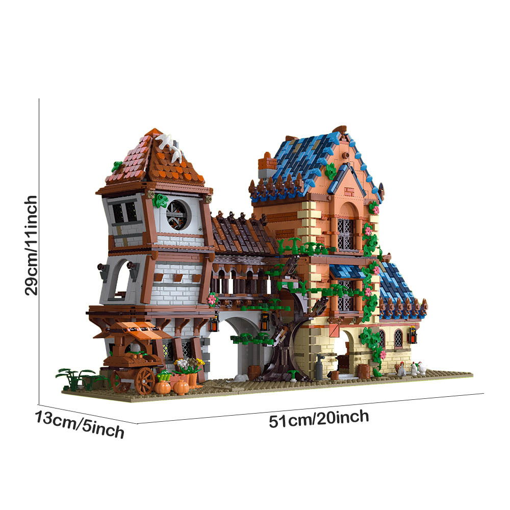 Jiestar Creator Expert Medieval Tavern 2843Pcs With Lights Moc Model Modualr Building Blocks Bricks Toys 89151