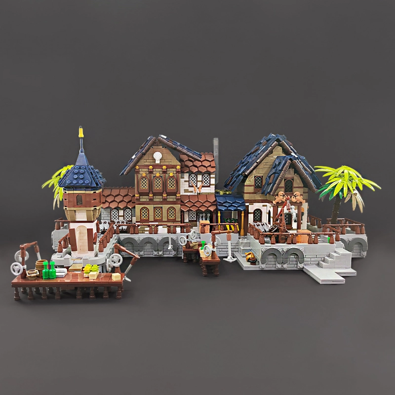 Jiestar Creator Expert Medieval Harbor 2979Pcs With Lights Moc Model Modualr Building Blocks Bricks Toys 89152