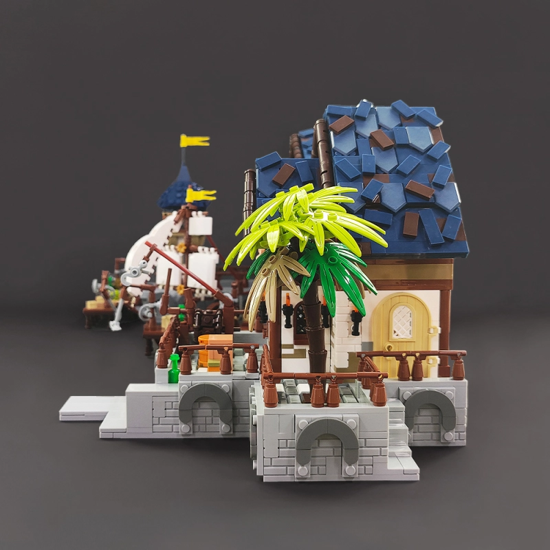 Jiestar Creator Expert Medieval Harbor 2979Pcs With Lights Moc Model Modualr Building Blocks Bricks Toys 89152