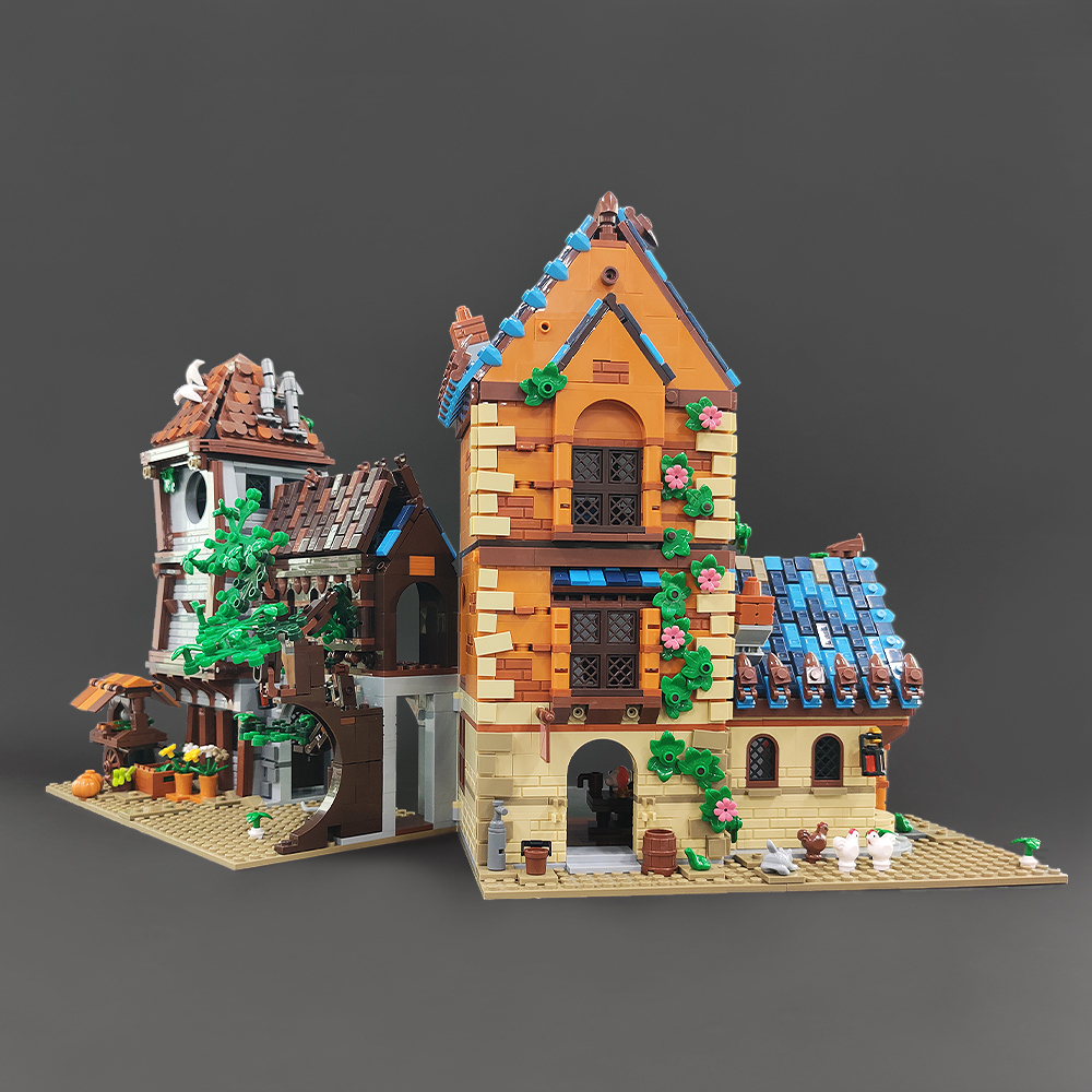 Jiestar Creator Expert Medieval Tavern 2843Pcs With Lights Moc Model Modualr Building Blocks Bricks Toys 89151