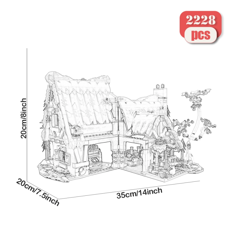 Movie Games Snow White and the Seven Dwarfs' Cottage 2228Pcs Moc Model Modular Building Blocks Bricks Toys 43242 68242