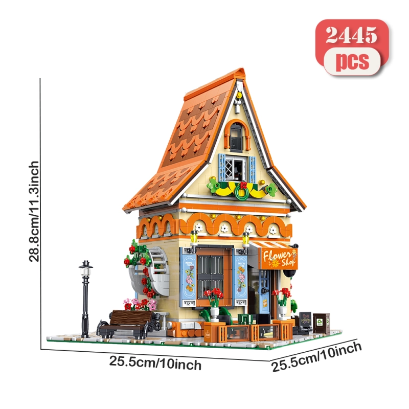 Baka Creator Expert Magic Flower Workshop 2445Pcs With Inside Decoration Moc Model Modular Buidling Blocks Bricks Toys 33206