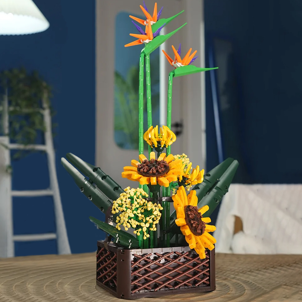 Mould King Ideas Flower World Birds Of Paradise 1608pcs Building Blocks Bricks Toys 10024S Home Decoration