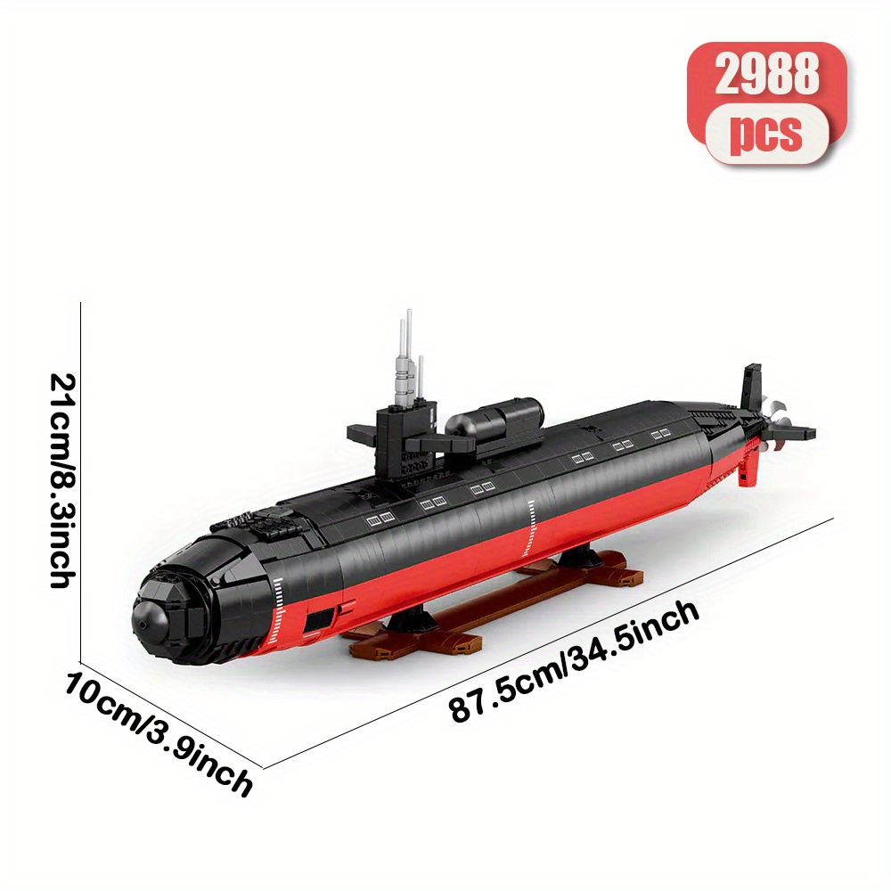 Attack Submarine 2988pcs Moc Model Modular Building Blocks Bricks Toys RE33049