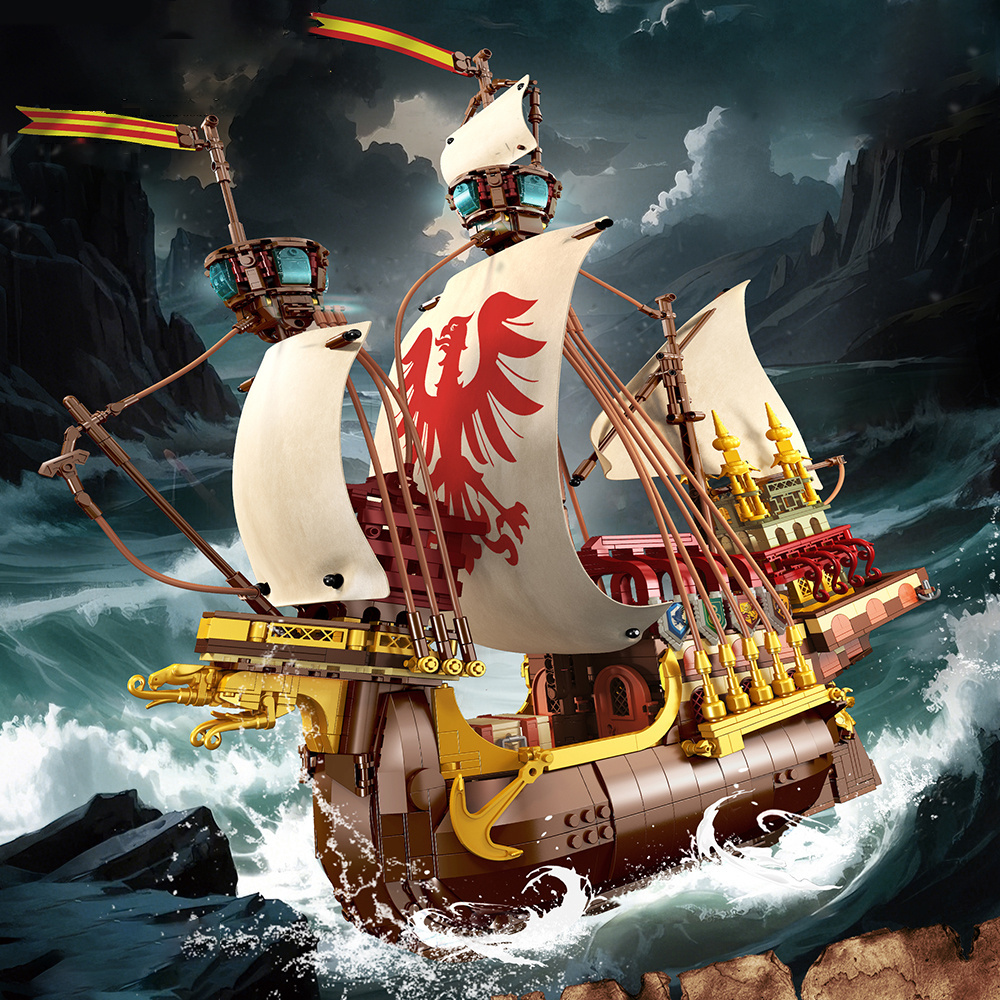 Armstrong galleon Airship Flagship 1998pcs building block set model Creative building block set is ABS plastic