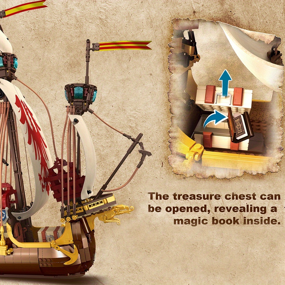 Armstrong galleon Airship Flagship 1998pcs building block set model Creative building block set is ABS plastic