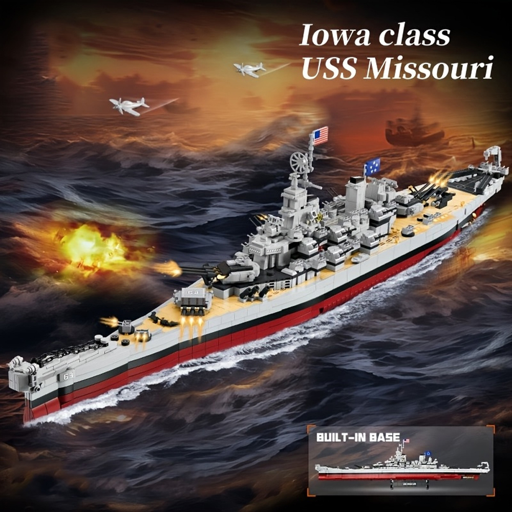 Iowa-Class Battleship 2228Pcs Building Blocks Toys Set Home Decor Perfect New Year Christmas Birthday Gifts For Friends
