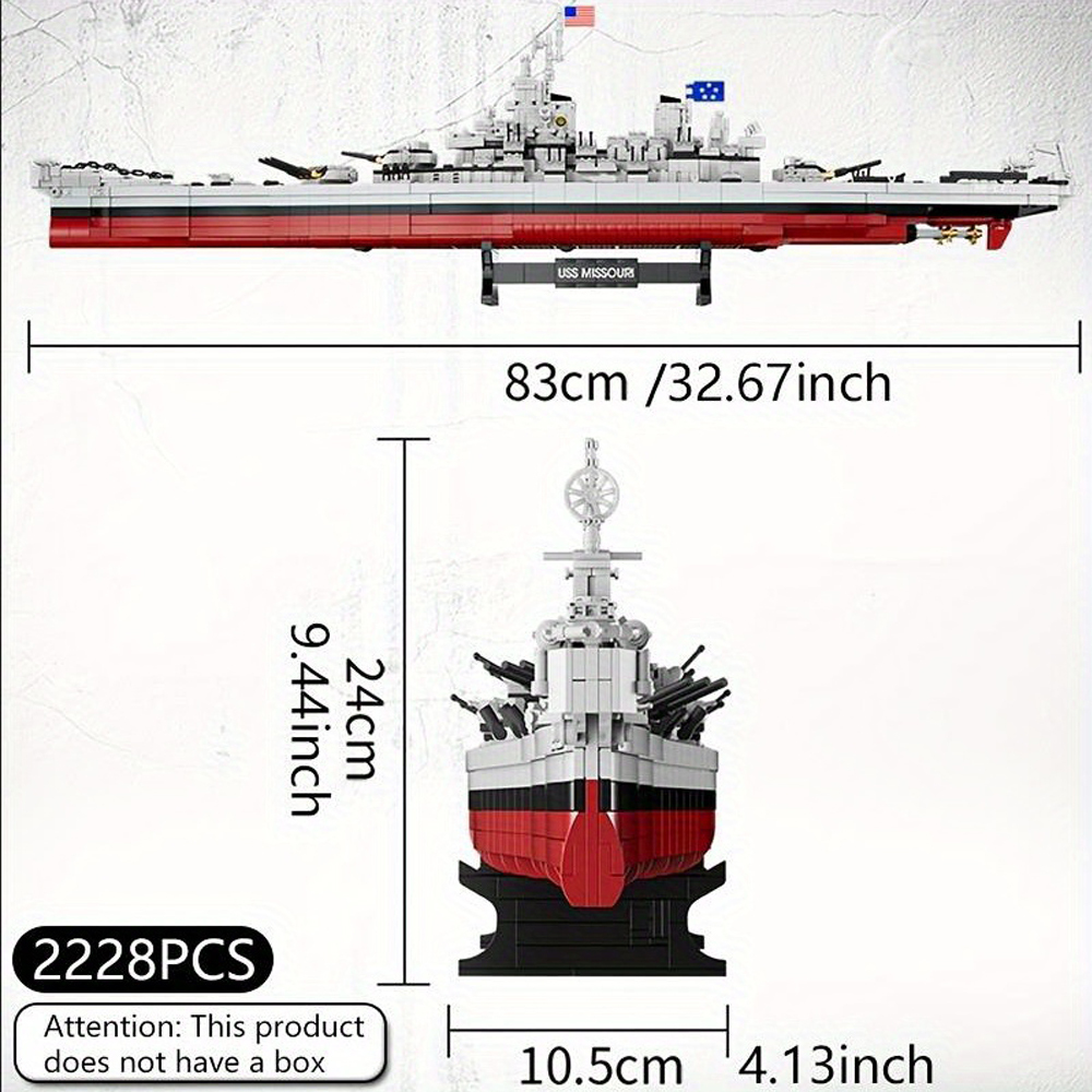 Iowa-Class Battleship 2228Pcs Building Blocks Toys Set Home Decor Perfect New Year Christmas Birthday Gifts For Friends