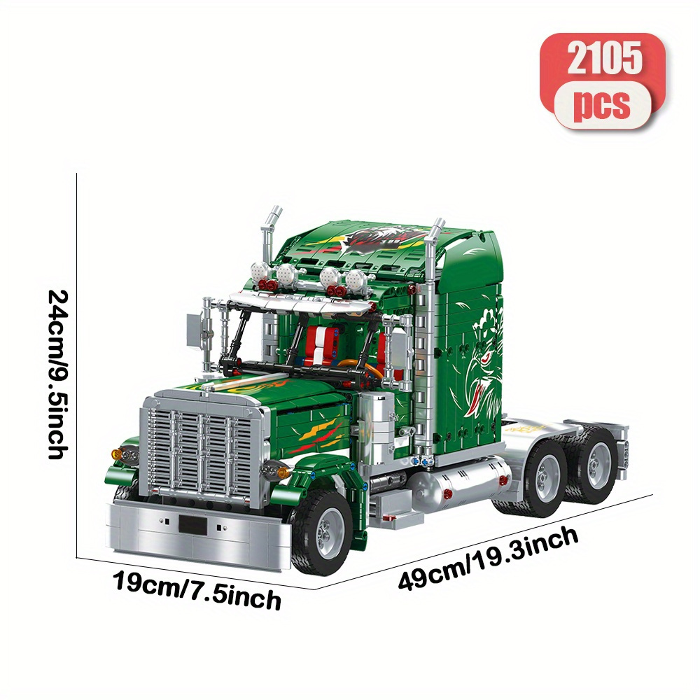 Green American Truck 2105Pcs Building Blocks Toys Set Home Decor Perfect New Year Christmas Birthday Gifts For Friends