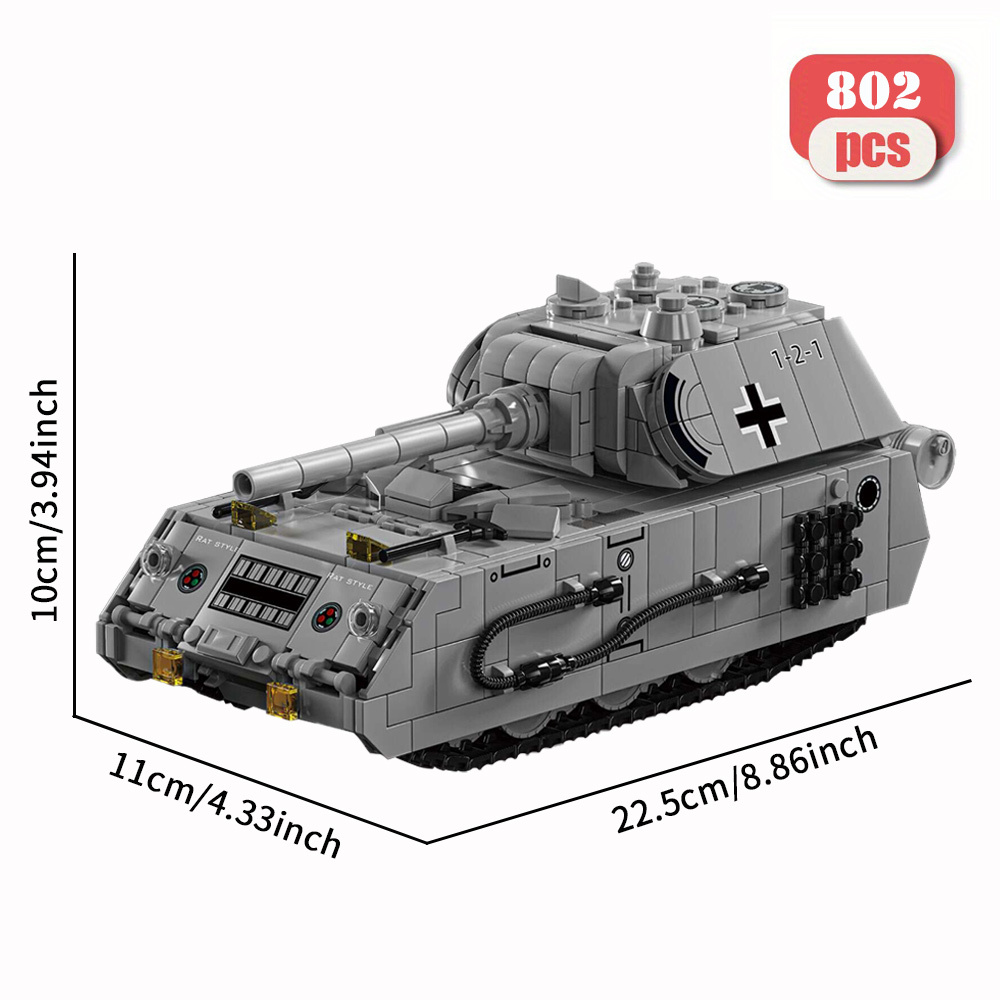 Maus Heavy Tank 802Pcs Building Blocks Toys Set Home Decor Perfect New Year Christmas Birthday Gifts For Friends
