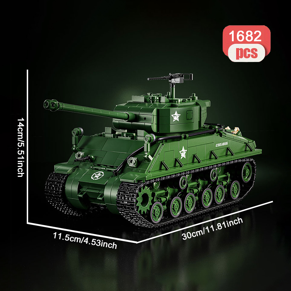 M4 SHERMAN MEDIUM TANK 1682Pcs Building Blocks Toys Set Home Decor Perfect New Year Christmas Birthday Gifts For Friends