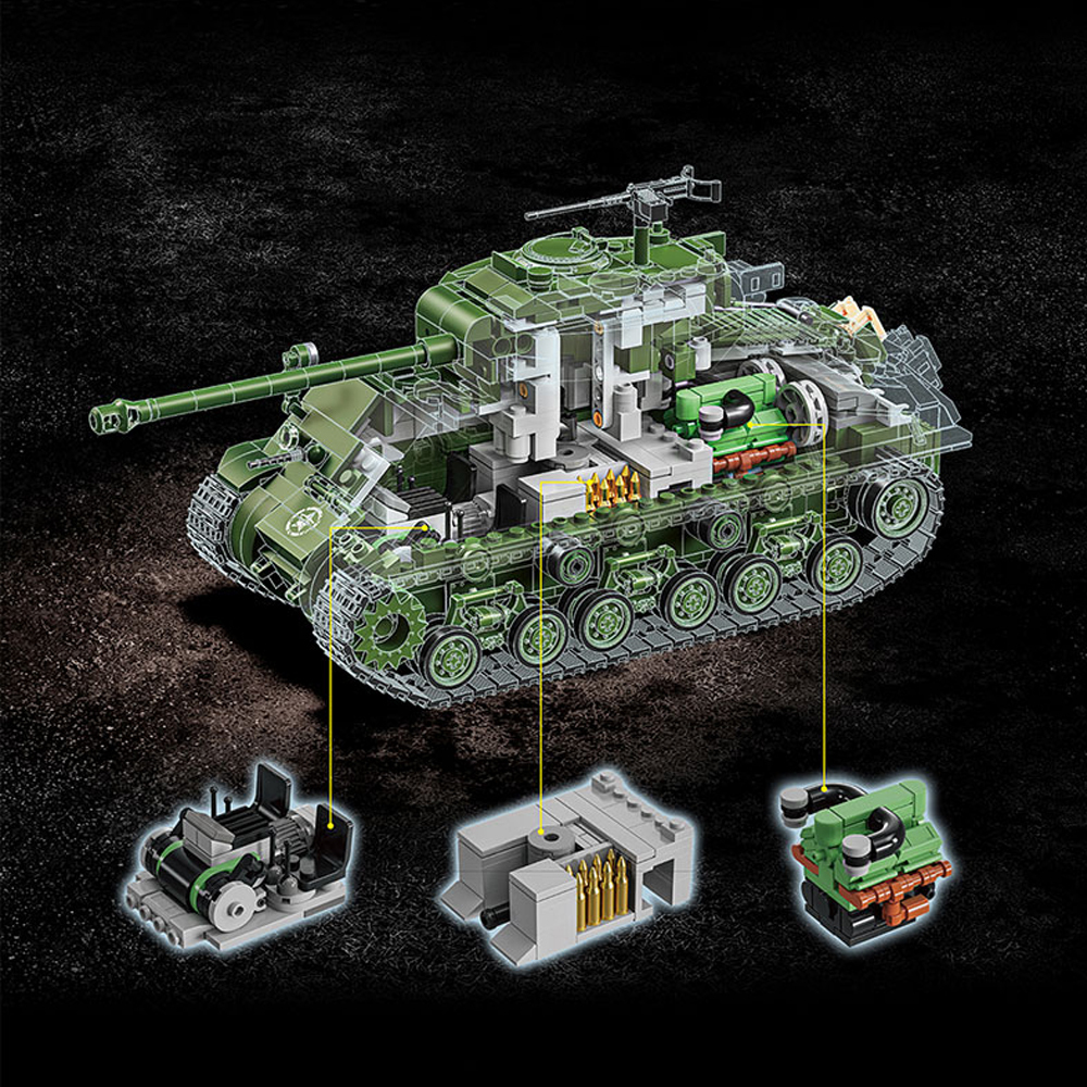 M4 SHERMAN MEDIUM TANK 1682Pcs Building Blocks Toys Set Home Decor Perfect New Year Christmas Birthday Gifts For Friends