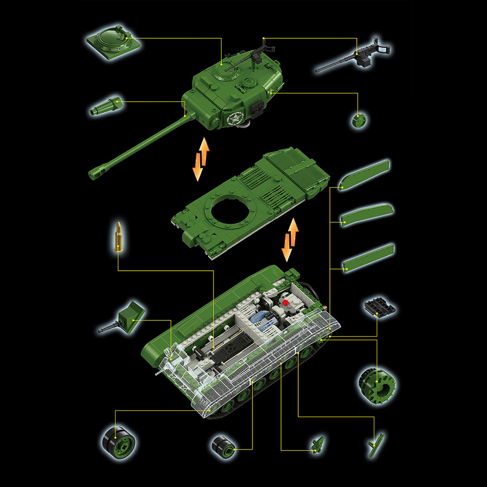 M26 PERSHING 1703 Pcs TANK  Building Blocks Toys Set Home Decor Perfect New Year Christmas Birthday Gifts For Friends