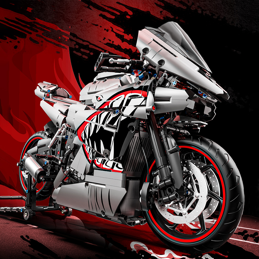 1:5 Motorcycle Racing Building Blocks Set - Silver & Red ABS Model 2128Pcs Building Blocks Toys Set Home Decor Perfect New Year Christmas Birthday Gifts For Friends