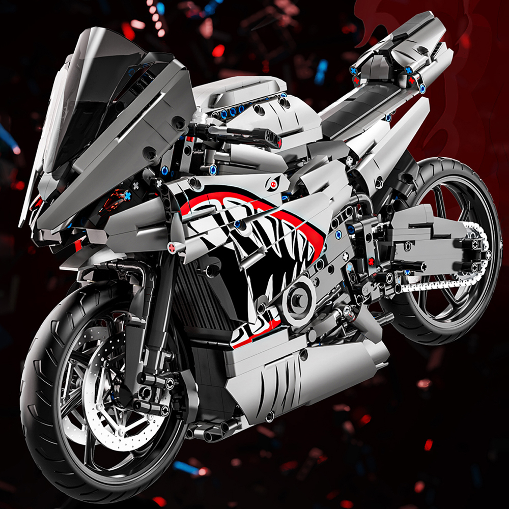 1:5 Motorcycle Racing Building Blocks Set - Silver & Red ABS Model 2128Pcs Building Blocks Toys Set Home Decor Perfect New Year Christmas Birthday Gifts For Friends