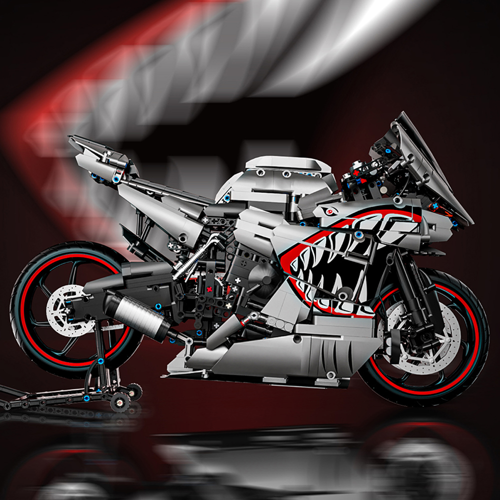 1:5 Motorcycle Racing Building Blocks Set - Silver & Red ABS Model 2128Pcs Building Blocks Toys Set Home Decor Perfect New Year Christmas Birthday Gifts For Friends
