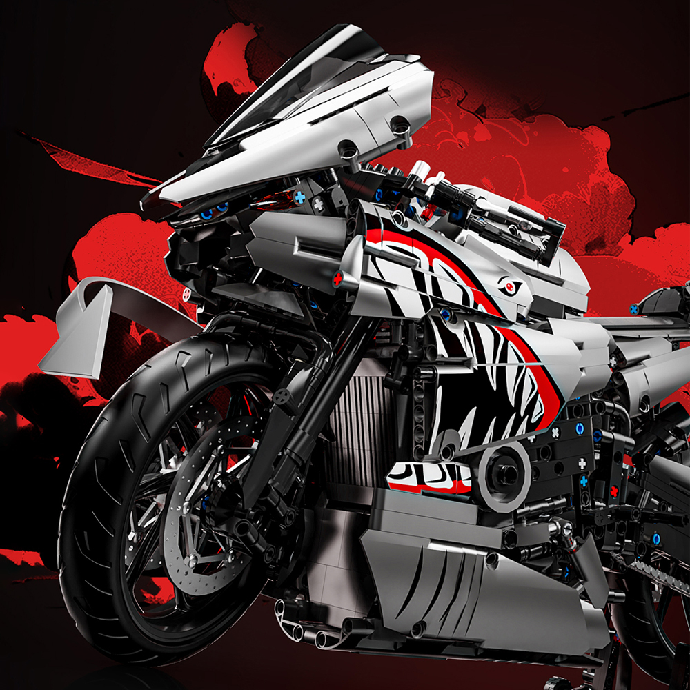1:5 Motorcycle Racing Building Blocks Set - Silver & Red ABS Model 2128Pcs Building Blocks Toys Set Home Decor Perfect New Year Christmas Birthday Gifts For Friends