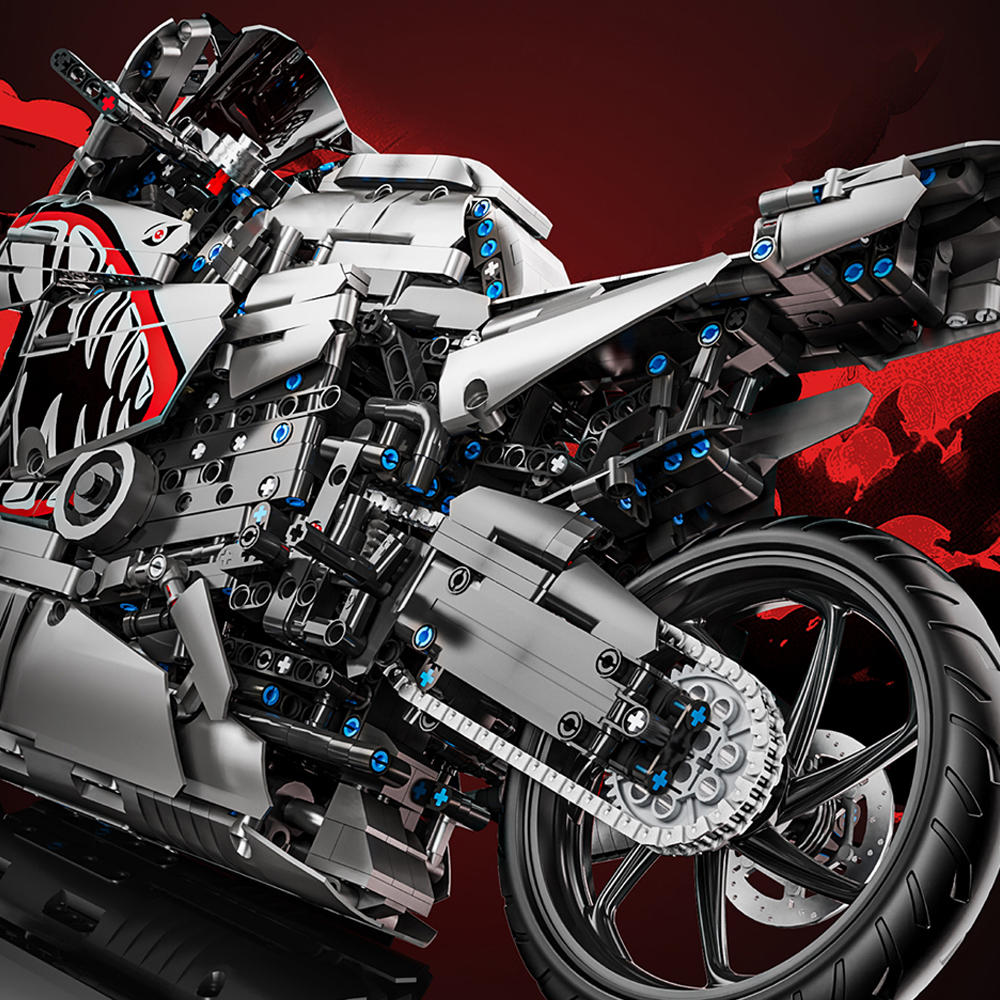 1:5 Motorcycle Racing Building Blocks Set - Silver & Red ABS Model 2128Pcs Building Blocks Toys Set Home Decor Perfect New Year Christmas Birthday Gifts For Friends