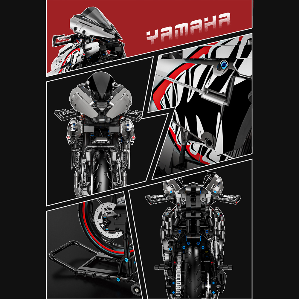 1:5 Motorcycle Racing Building Blocks Set - Silver & Red ABS Model 2128Pcs Building Blocks Toys Set Home Decor Perfect New Year Christmas Birthday Gifts For Friends