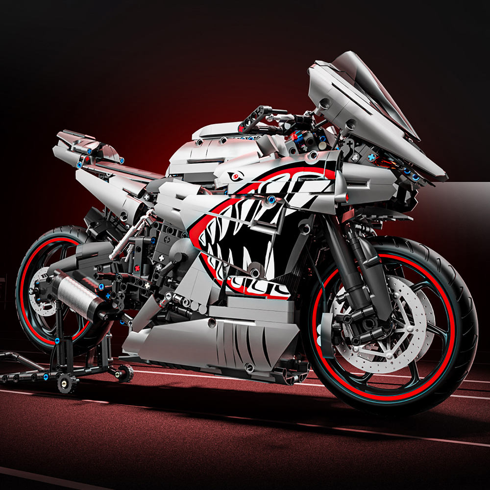 1:5 Motorcycle Racing Building Blocks Set - Silver & Red ABS Model 2128Pcs Building Blocks Toys Set Home Decor Perfect New Year Christmas Birthday Gifts For Friends