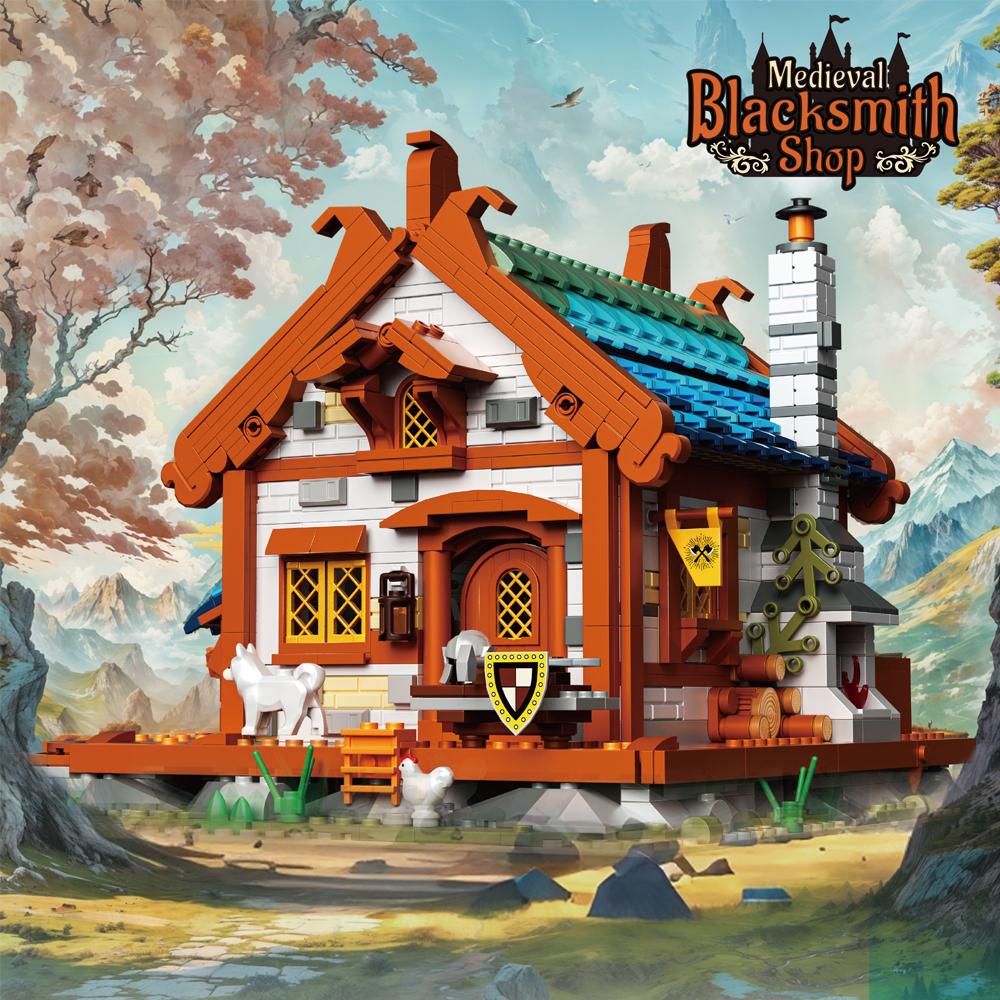 1707pcs Medieval Blacksmith Building Blocks Toys Set Home Decor Perfect New Year Christmas Birthday Gifts For Friends