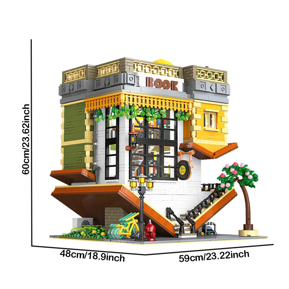 3621pcs Inverted Bookstore Street Scene Building Blocks Toys Set Home Decor Perfect New Year Christmas Birthday Gifts For Friends