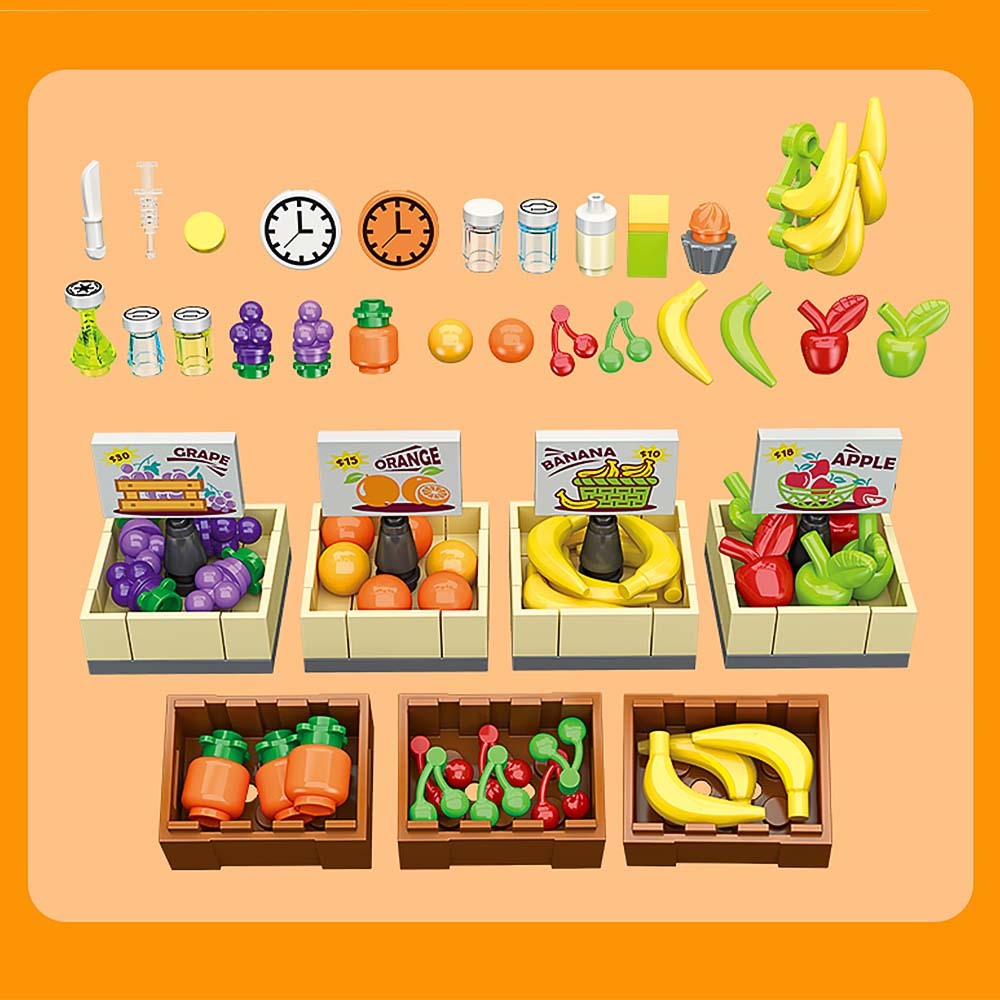 2165pcs Banana Shop Street Scene Building Blocks Toys Set Home Decor Perfect New Year Christmas Birthday Gifts For Friends