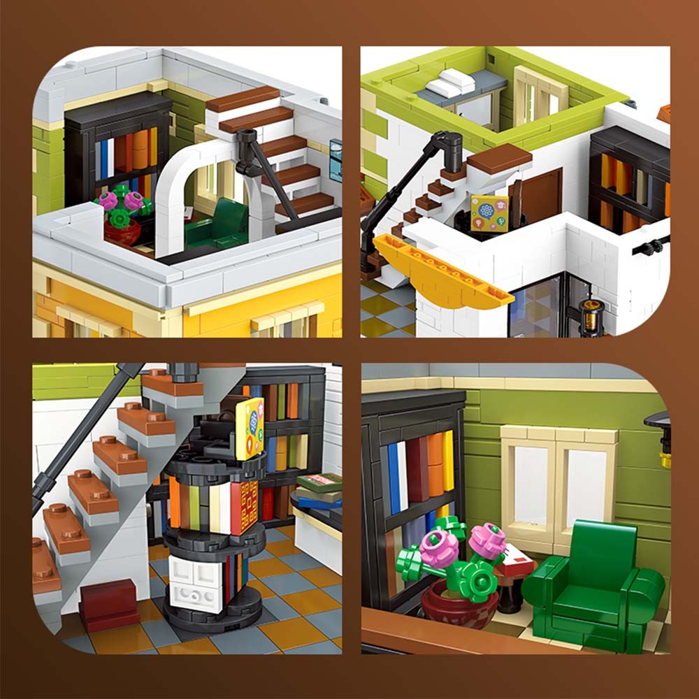 3621pcs Inverted Bookstore Street Scene Building Blocks Toys Set Home Decor Perfect New Year Christmas Birthday Gifts For Friends