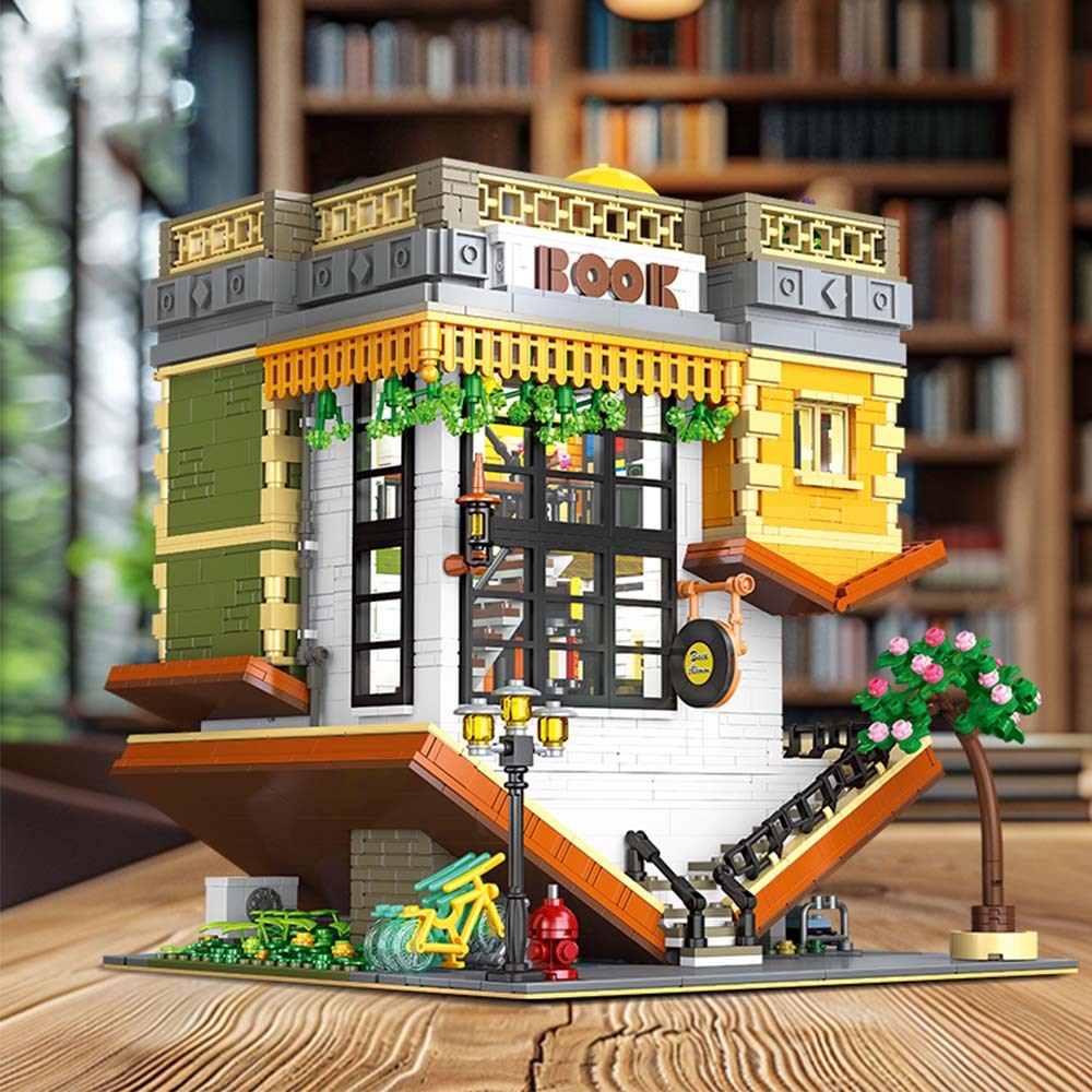 3621pcs Inverted Bookstore Street Scene Building Blocks Toys Set Home Decor Perfect New Year Christmas Birthday Gifts For Friends