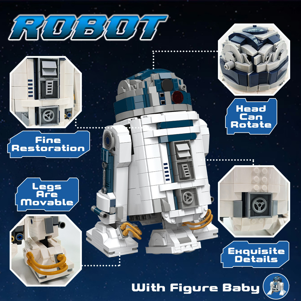 (Ship from USA) Star Wars Serial R2-D2 MOC 21801 1190Pcs Building Blocks Bricks