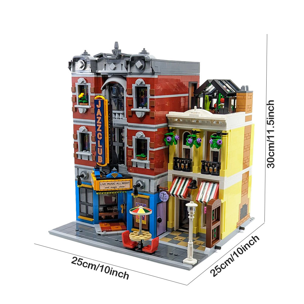 (Ship from USA) Classic Creator Expert City Street View Serial Jazz Club & Pizzeria 10312 56888 2988Pcs Building Blocks Bricks With Minifigures