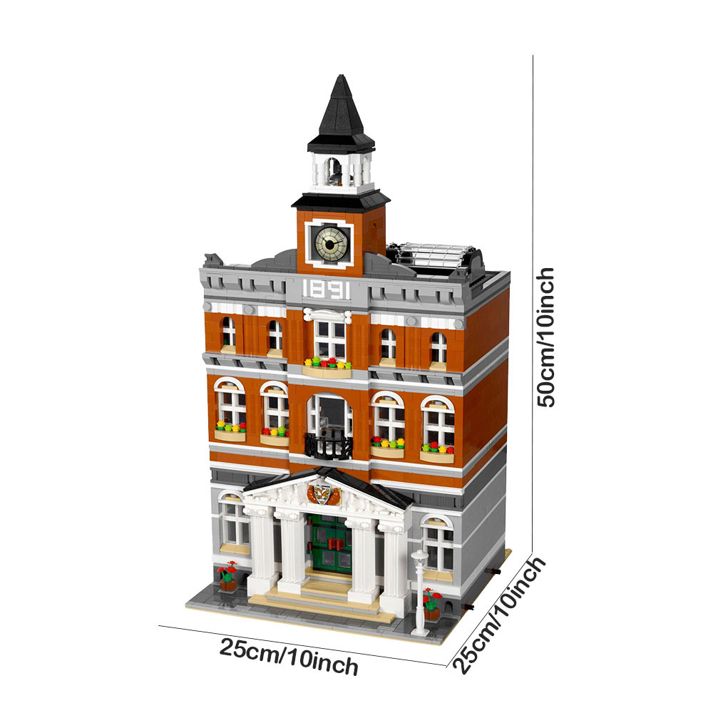 (Ship from USA) Classic Creator Expert City Street View Serial Town Hall 10224 2766Pcs Building Blocks Bricks With Minifigures
