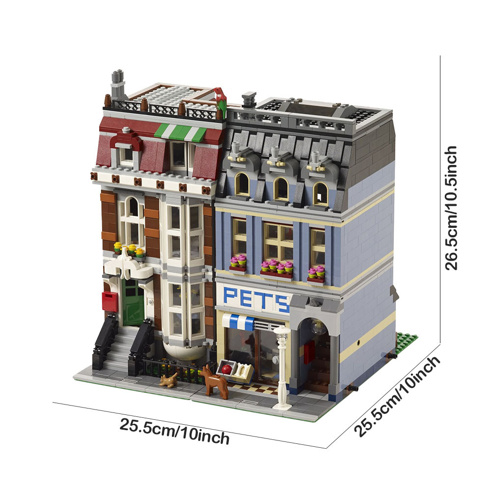 (Ship from USA) Classic Creator Expert Street View Serial Pet Shop 10218 15009 2032Pcs Building Blocks Bricks With Minifigures