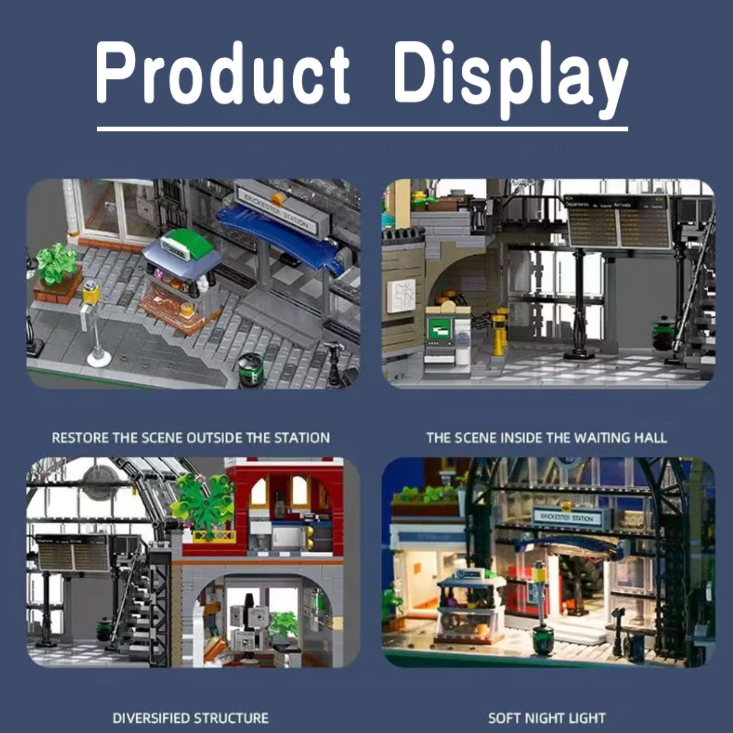 Jiestar Creator Expert Street View The Meeting Point of Train Station 2720Pcs Moc Model Modular Building Blocks Bricks Toys 89154