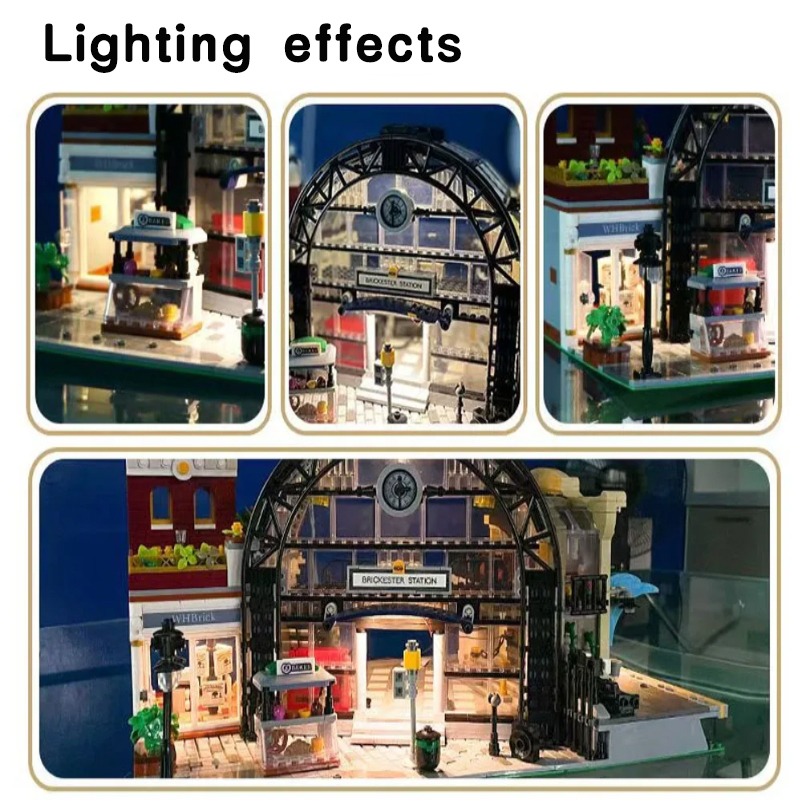 Jiestar Creator Expert Street View The Meeting Point of Train Station 2720Pcs Moc Model Modular Building Blocks Bricks Toys 89154
