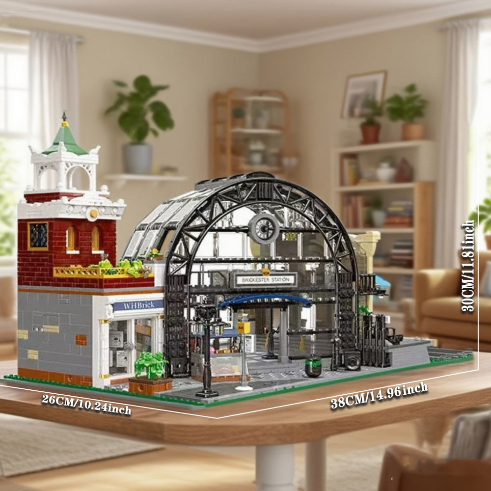 Jiestar Creator Expert Street View The Meeting Point of Train Station 2720Pcs Moc Model Modular Building Blocks Bricks Toys 89154