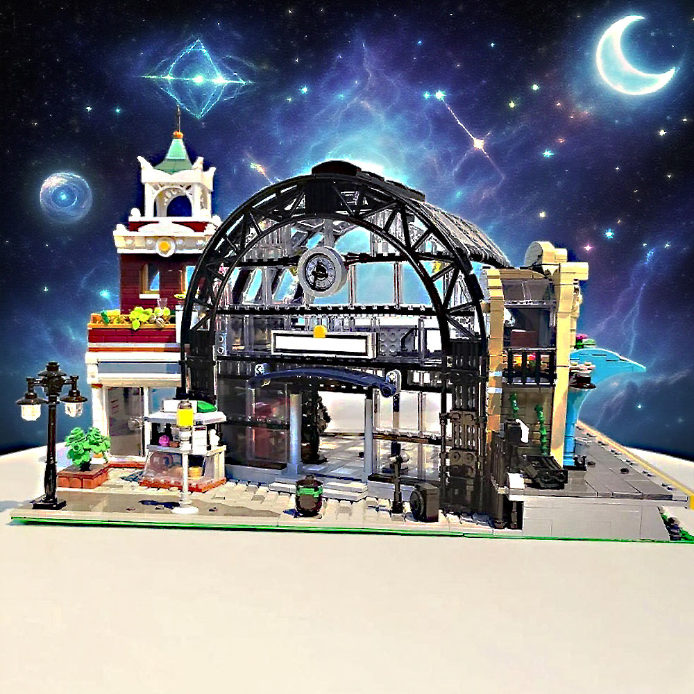 Jiestar Creator Expert Street View The Meeting Point of Train Station 2720Pcs Moc Model Modular Building Blocks Bricks Toys 89154